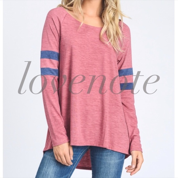 lovenote Tops - LAST • Long Sleeve Color Block Sporty Tunic Tee